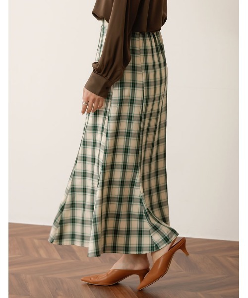 Re:EDIT（リエディ）の「[低身長サイズ有]先染めチェック柄マーメイドスカート（スカート・レディース・グリーン/ブルー/ブラック・MEDIUM/LARGE/SHORT）」の22枚目の写真