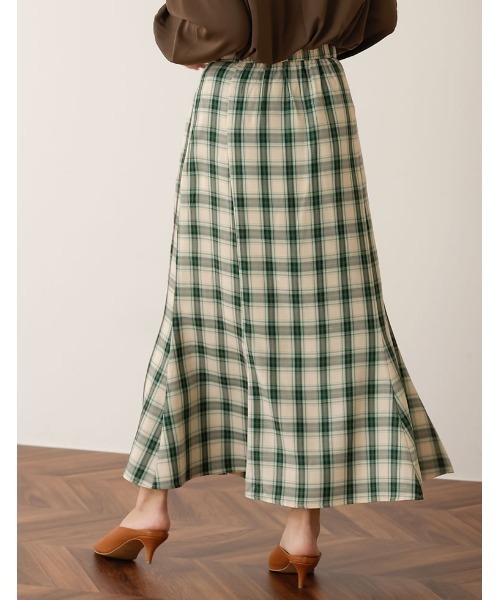 Re:EDIT（リエディ）の「[低身長サイズ有]先染めチェック柄マーメイドスカート（スカート・レディース・グリーン/ブルー/ブラック・MEDIUM/LARGE/SHORT）」の13枚目の写真