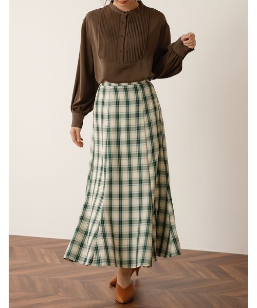 Re:EDIT（リエディ）の「[低身長サイズ有]先染めチェック柄マーメイドスカート（スカート・レディース・グリーン/ブルー/ブラック・MEDIUM/LARGE/SHORT）」の6枚目の写真