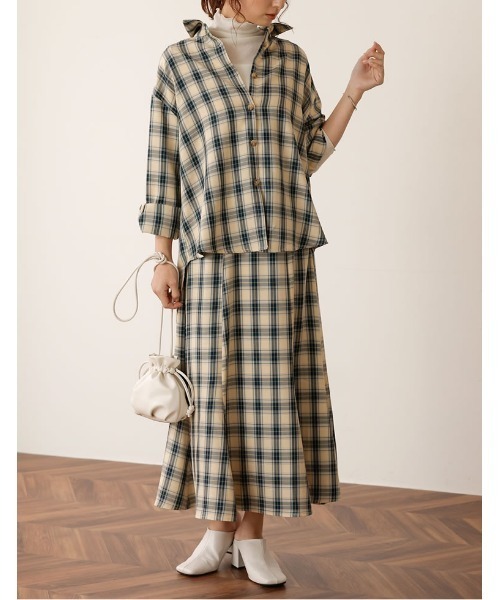 Re:EDIT（リエディ）の「[低身長サイズ有]先染めチェック柄マーメイドスカート（スカート・レディース・グリーン/ブルー/ブラック・MEDIUM/LARGE/SHORT）」の8枚目の写真