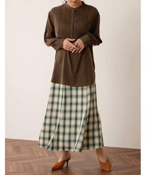 Re:EDIT（リエディ）の「[低身長サイズ有]先染めチェック柄マーメイドスカート（スカート・レディース・グリーン/ブルー/ブラック・MEDIUM/LARGE/SHORT）」の17枚目の写真