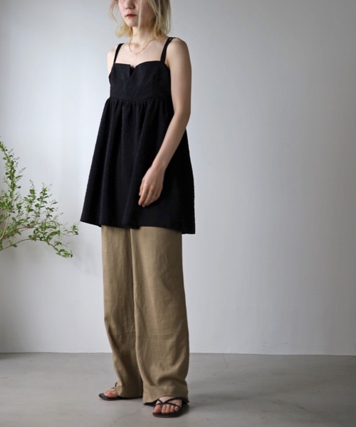 UNFIELD(アンフィールド)の「【UNFIELD】ふくれジャガードキャミソール(チュニック・レディース・ブラック/ベージュ・FREE)」の5枚目の写真