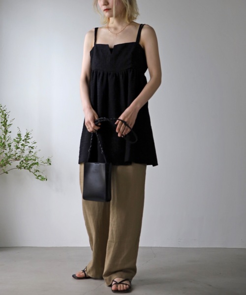 UNFIELD(アンフィールド)の「【UNFIELD】ふくれジャガードキャミソール(チュニック・レディース・ブラック/ベージュ・FREE)」の8枚目の写真