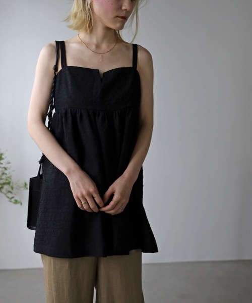 UNFIELD(アンフィールド)の「【UNFIELD】ふくれジャガードキャミソール(チュニック・レディース・ブラック/ベージュ・FREE)」の10枚目の写真