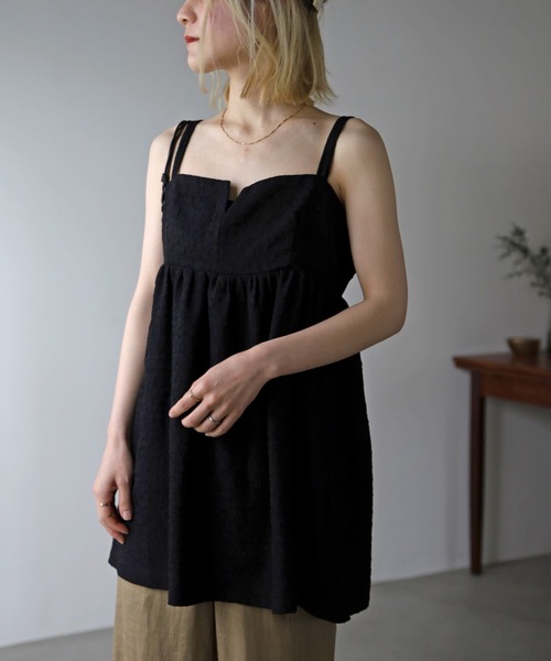 UNFIELD(アンフィールド)の「【UNFIELD】ふくれジャガードキャミソール(チュニック・レディース・ブラック/ベージュ・FREE)」の11枚目の写真