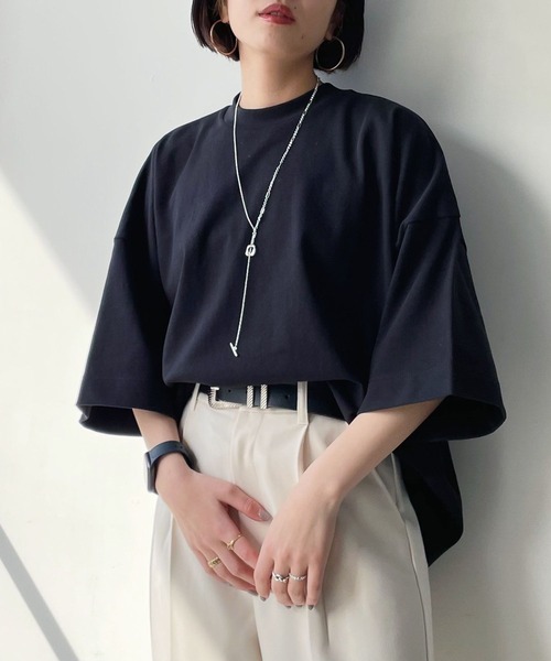 PAGEBOY（ページボーイ）の「ダッドルーズTシャツ（Tシャツ/カットソー・レディース・オフホワイト/ブラック/グレイッシュベージュ/スカイブルー/レッド系その他/チャコールグレー/ターコイズブルー/ブラウン・FREE）」の12枚目の写真