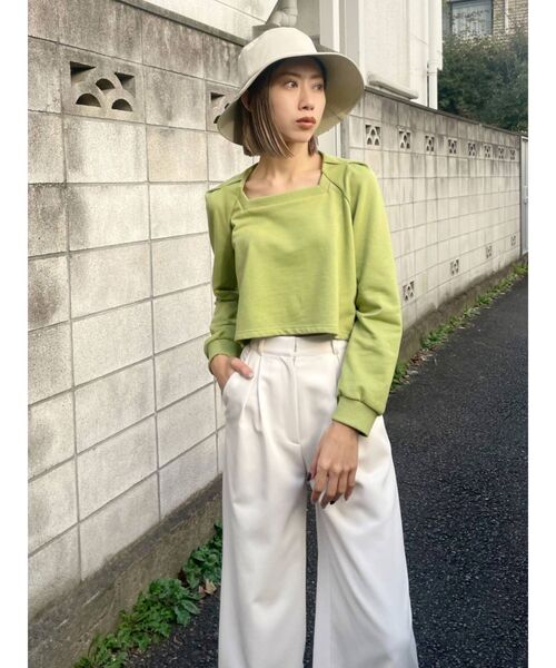 EMODA（エモダ）の「タックスリーブコンパクトトップ（Tシャツ/カットソー・レディース・ブラック/ホワイト/ライム・FREE）」の14枚目の写真