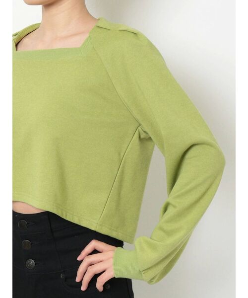 EMODA（エモダ）の「タックスリーブコンパクトトップ（Tシャツ/カットソー・レディース・ブラック/ホワイト/ライム・FREE）」の11枚目の写真