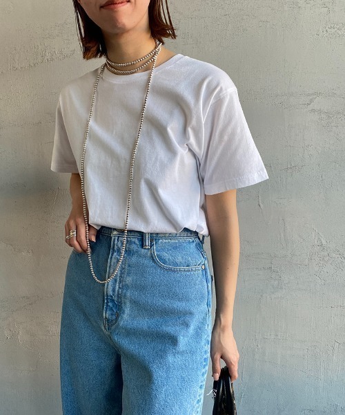 HANES（ヘインズ）の「[HANES/ヘインズ] 2P ジャパンフィット クルーネックパックTシャツ（Tシャツ/カットソー・レディース・ホワイト×ブラック・M/S）」の9枚目の写真
