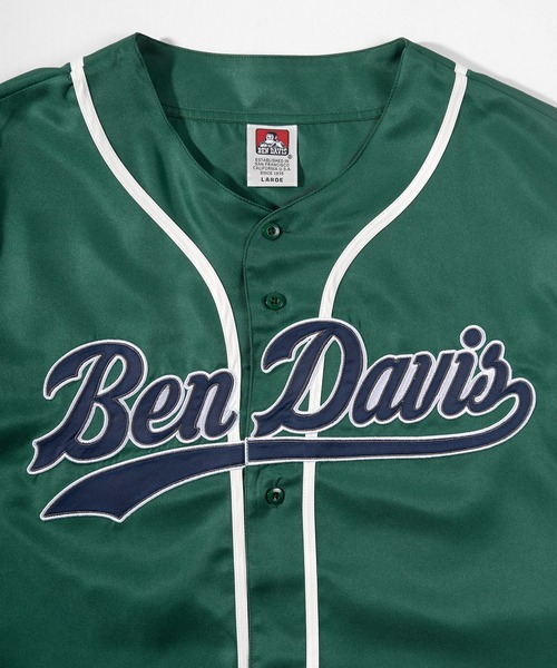 BEN DAVIS（ベンデイビス）の「【BEN DAVIS/ベンデイビス】 スタジアムロゴワッペン ナンバリング刺繍 ベースボールシャツ/半袖シャツ（シャツ/ブラウス・メンズ・ホワイト/ブラック/グリーン/ストライプ・M/L/XL）」の17枚目の写真