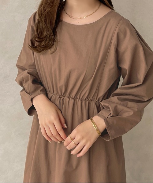 apres jour clair（アプレジュールクレア）の「【apres jour clair】ランタンスリーブワンピース【ZOZOTOWN限定アイテム】（ワンピース・レディース・ライトベージュ/ブラウン系その他・X-LARGE/フリー）」の7枚目の写真