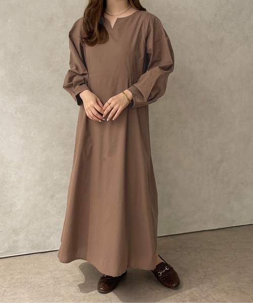 apres jour clair（アプレジュールクレア）の「【apres jour clair】ランタンスリーブワンピース【ZOZOTOWN限定アイテム】（ワンピース・レディース・ライトベージュ/ブラウン系その他・X-LARGE/フリー）」の10枚目の写真