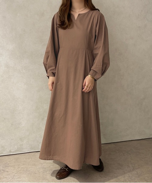 apres jour clair（アプレジュールクレア）の「【apres jour clair】ランタンスリーブワンピース【ZOZOTOWN限定アイテム】（ワンピース・レディース・ライトベージュ/ブラウン系その他・X-LARGE/フリー）」の11枚目の写真