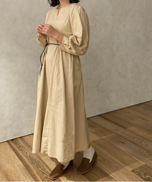 apres jour clair（アプレジュールクレア）の「【apres jour clair】ランタンスリーブワンピース【ZOZOTOWN限定アイテム】（ワンピース・レディース・ライトベージュ/ブラウン系その他・X-LARGE/フリー）」の18枚目の写真