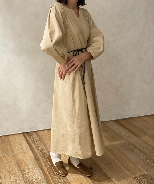 apres jour clair（アプレジュールクレア）の「【apres jour clair】ランタンスリーブワンピース【ZOZOTOWN限定アイテム】（ワンピース・レディース・ライトベージュ/ブラウン系その他・X-LARGE/フリー）」の20枚目の写真