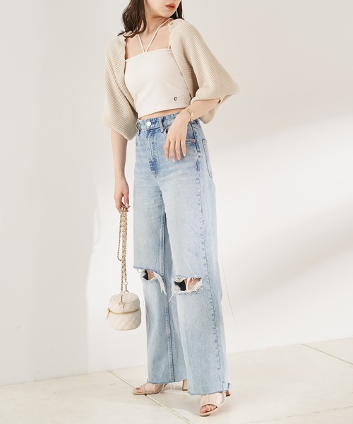 Chico(チコ)の「ショート丈パット付きマルチウェイストラップキャミ(キャミソール・レディース・アイボリー/ミント/ブラック/ピンク・FREE/X-SMALL)」の8枚目の写真