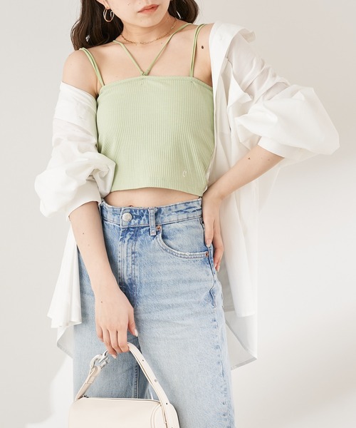 Chico(チコ)の「ショート丈パット付きマルチウェイストラップキャミ(キャミソール・レディース・アイボリー/ミント/ブラック/ピンク・FREE/X-SMALL)」の21枚目の写真