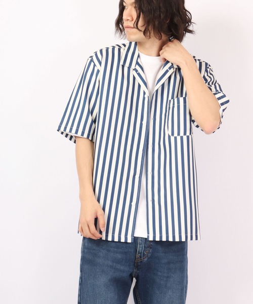 ROOT THREE（ルートスリー）の「ROOT THREE とろみ ストレッチ 総柄プリント 開襟半袖シャツ（シャツ/ブラウス・メンズ・その他/その他1/その他2/その他3/ストライプ・M/LL/L）」の5枚目の写真