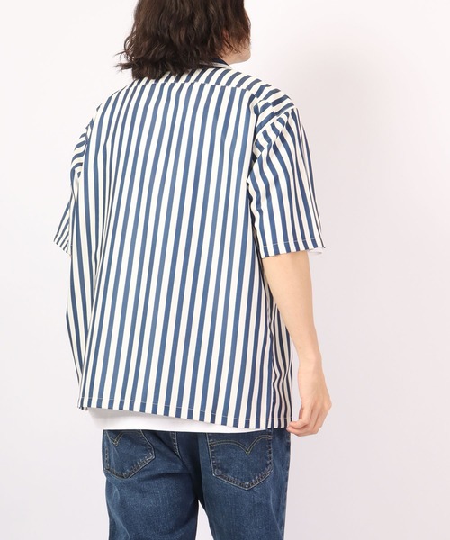 ROOT THREE（ルートスリー）の「ROOT THREE とろみ ストレッチ 総柄プリント 開襟半袖シャツ（シャツ/ブラウス・メンズ・その他/その他1/その他2/その他3/ストライプ・M/LL/L）」の20枚目の写真