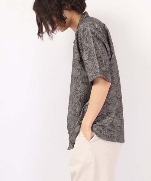 ROOT THREE（ルートスリー）の「ROOT THREE とろみ ストレッチ 総柄プリント 開襟半袖シャツ（シャツ/ブラウス・メンズ・その他/その他1/その他2/その他3/ストライプ・M/LL/L）」の6枚目の写真