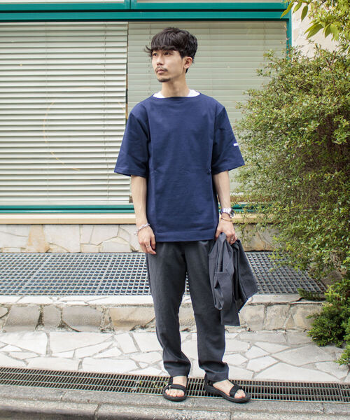 GLOSTER（グロスター）の「【GLOSTER/グロスター】フレンチバスクシャツ ショートスリーブ（Tシャツ/カットソー・メンズ・ネイビー/オフホワイト/ホワイト×レッド/ホワイト×ネイビー/ホワイト×ブルー/ブラック×ホワイト・MEDIUM/LARGE）」の15枚目の写真