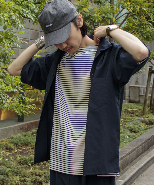 GLOSTER（グロスター）の「【GLOSTER/グロスター】フレンチバスクシャツ ショートスリーブ（Tシャツ/カットソー・メンズ・ネイビー/オフホワイト/ホワイト×レッド/ホワイト×ネイビー/ホワイト×ブルー/ブラック×ホワイト・MEDIUM/LARGE）」の17枚目の写真