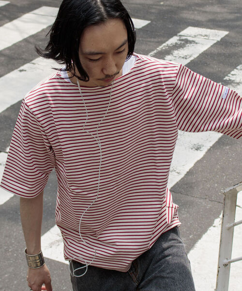 GLOSTER（グロスター）の「【GLOSTER/グロスター】フレンチバスクシャツ ショートスリーブ（Tシャツ/カットソー・メンズ・ネイビー/オフホワイト/ホワイト×レッド/ホワイト×ネイビー/ホワイト×ブルー/ブラック×ホワイト・MEDIUM/LARGE）」の18枚目の写真