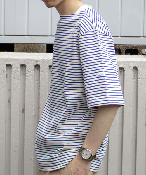 GLOSTER（グロスター）の「【GLOSTER/グロスター】フレンチバスクシャツ ショートスリーブ（Tシャツ/カットソー・メンズ・ネイビー/オフホワイト/ホワイト×レッド/ホワイト×ネイビー/ホワイト×ブルー/ブラック×ホワイト・MEDIUM/LARGE）」の12枚目の写真