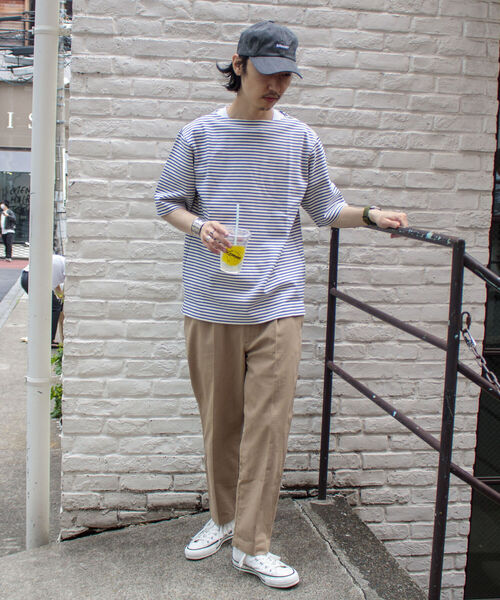 GLOSTER（グロスター）の「【GLOSTER/グロスター】フレンチバスクシャツ ショートスリーブ（Tシャツ/カットソー・メンズ・ネイビー/オフホワイト/ホワイト×レッド/ホワイト×ネイビー/ホワイト×ブルー/ブラック×ホワイト・MEDIUM/LARGE）」の13枚目の写真