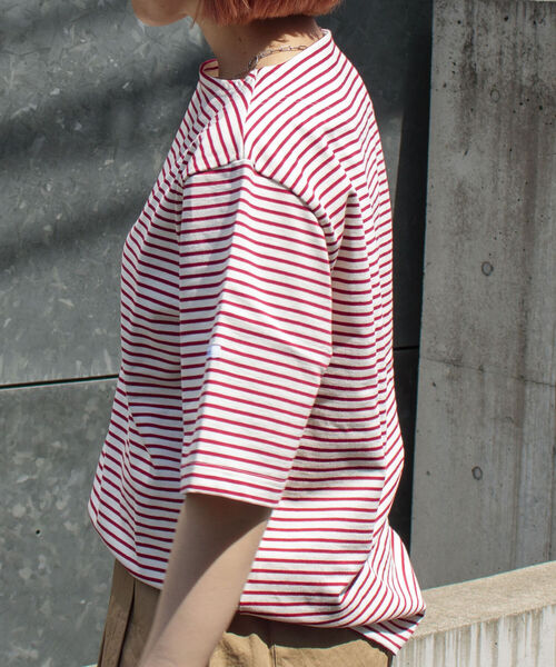 GLOSTER（グロスター）の「【GLOSTER/グロスター】フレンチバスクシャツ ショートスリーブ（Tシャツ/カットソー・メンズ・ネイビー/オフホワイト/ホワイト×レッド/ホワイト×ネイビー/ホワイト×ブルー/ブラック×ホワイト・MEDIUM/LARGE）」の21枚目の写真