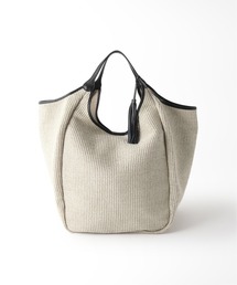 極美品MARCO MASI ボア アイボリー 大きめ トートバッグ マルコマージ アプト別注】MARCO MASI マルコマージ 3256 レザー切り替え ラフィア