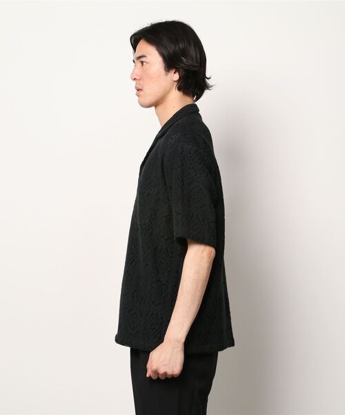 Sasquatchfabrix レース半袖シャツ　ブラック　サイズL Sasquatchfabrix レース半袖シャツ ブラック サイズL
