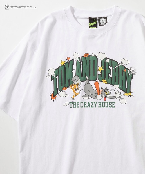 Tom Jerry トムとジェリー クレイジーハウスイラスト プリント半袖tシャツ ビッグシルエット アーチロゴ Tシャツ カットソー Tom Jerry トムアンドジェリー のファッション通販 Zozotown