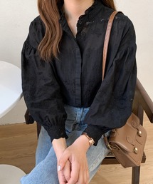 Diosfront | カットワーク刺繍プチハイネックボリュウーム袖ブラウス(シャツ/ブラウス)