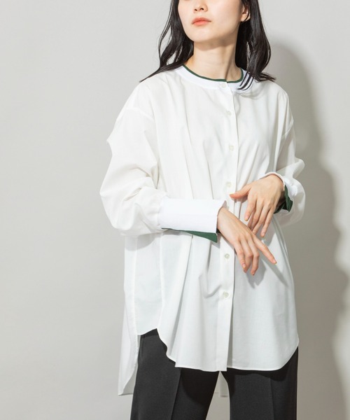 Munich(ミューニック)の「セルロースコットンドレープローンリブブラウス(シャツ/ブラウス・レディース・ホワイト/ブラック/ピンク・FREE)」の2枚目の写真