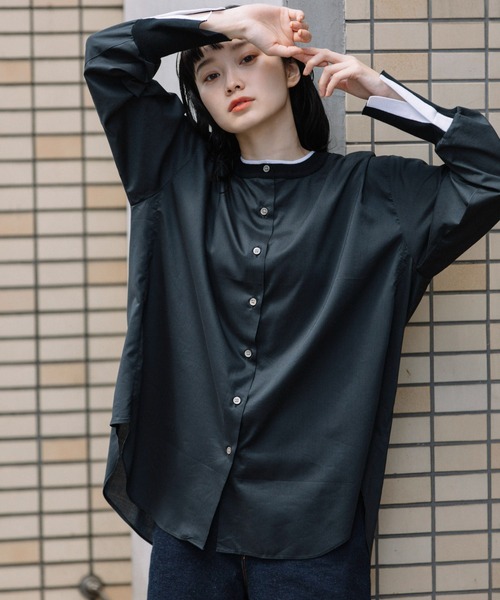 Munich(ミューニック)の「セルロースコットンドレープローンリブブラウス(シャツ/ブラウス・レディース・ホワイト/ブラック/ピンク・FREE)」の3枚目の写真