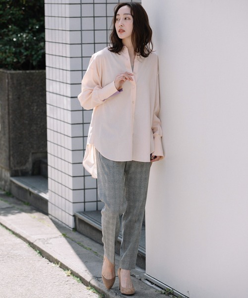 Munich(ミューニック)の「セルロースコットンドレープローンリブブラウス(シャツ/ブラウス・レディース・ホワイト/ブラック/ピンク・FREE)」の4枚目の写真