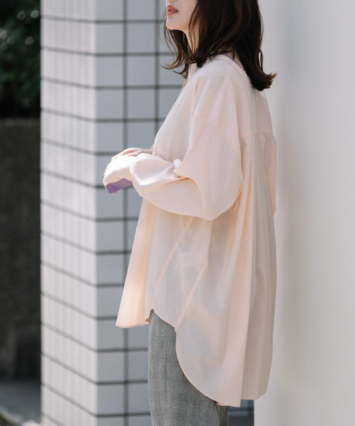 Munich(ミューニック)の「セルロースコットンドレープローンリブブラウス(シャツ/ブラウス・レディース・ホワイト/ブラック/ピンク・FREE)」の9枚目の写真