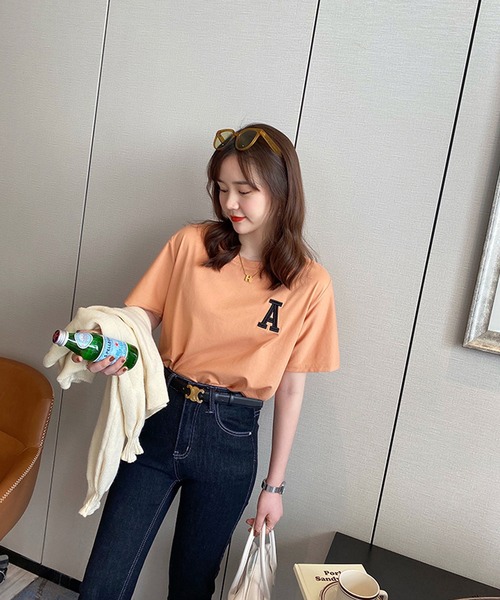 Girly Doll(ガーリードール)の「アルファベットTシャツ(Tシャツ/カットソー・レディース・ホワイト/ブラック/ベージュ/パープル/ピンク/イエロー/オレンジ・FREE)」の14枚目の写真