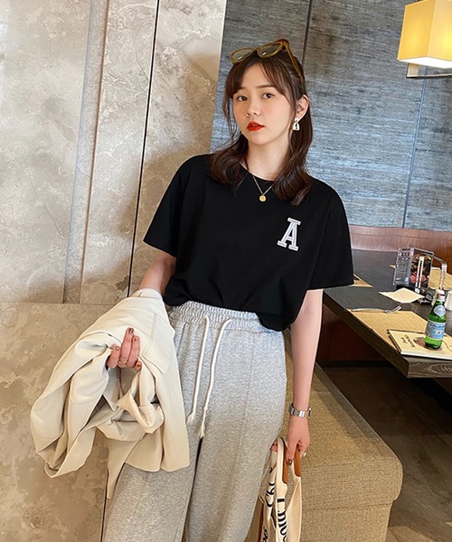 Girly Doll(ガーリードール)の「アルファベットTシャツ(Tシャツ/カットソー・レディース・ホワイト/ブラック/ベージュ/パープル/ピンク/イエロー/オレンジ・FREE)」の15枚目の写真