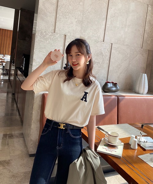 Girly Doll(ガーリードール)の「アルファベットTシャツ(Tシャツ/カットソー・レディース・ホワイト/ブラック/ベージュ/パープル/ピンク/イエロー/オレンジ・FREE)」の10枚目の写真