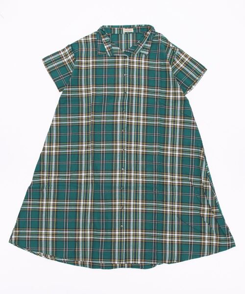 Samansa Mos2（サマンサ モスモス）の「【クールコットン】柄アソートシャツワンピース（シャツワンピース・レディース・ベージュ/パープル/オフホワイト/ブルー/グリーン/チャコール・ﾌﾘ-）」の5枚目の写真