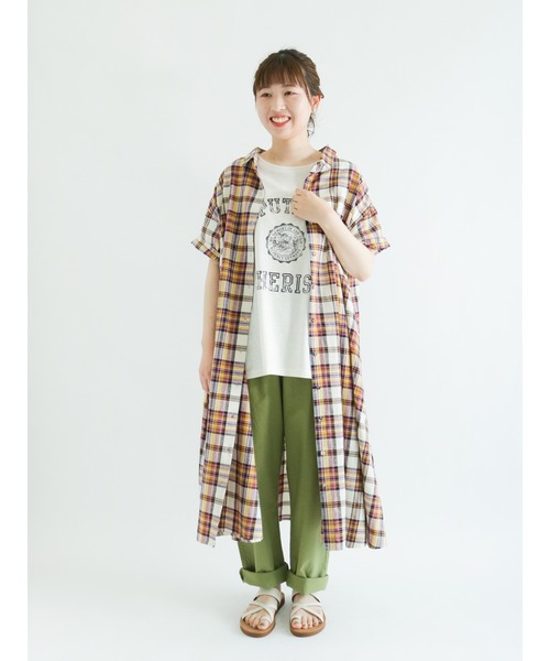 Samansa Mos2（サマンサ モスモス）の「【クールコットン】柄アソートシャツワンピース（シャツワンピース・レディース・ベージュ/パープル/オフホワイト/ブルー/グリーン/チャコール・ﾌﾘ-）」の17枚目の写真