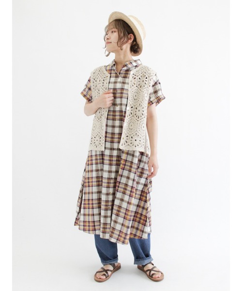 Samansa Mos2（サマンサ モスモス）の「【クールコットン】柄アソートシャツワンピース（シャツワンピース・レディース・ベージュ/パープル/オフホワイト/ブルー/グリーン/チャコール・ﾌﾘ-）」の16枚目の写真