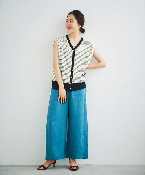 le.coeur blanc（ルクールブラン）の「フレンチスリーブニットカーディガン（カーディガン/ボレロ・レディース・ブラック/グリーン/マスタード/アイボリー/ホワイト系その他2・38）」の7枚目の写真