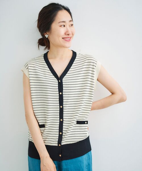 le.coeur blanc（ルクールブラン）の「フレンチスリーブニットカーディガン（カーディガン/ボレロ・レディース・ブラック/グリーン/マスタード/アイボリー/ホワイト系その他2・38）」の12枚目の写真