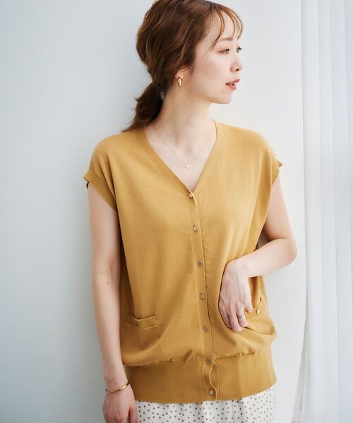 le.coeur blanc（ルクールブラン）の「フレンチスリーブニットカーディガン（カーディガン/ボレロ・レディース・ブラック/グリーン/マスタード/アイボリー/ホワイト系その他2・38）」の15枚目の写真