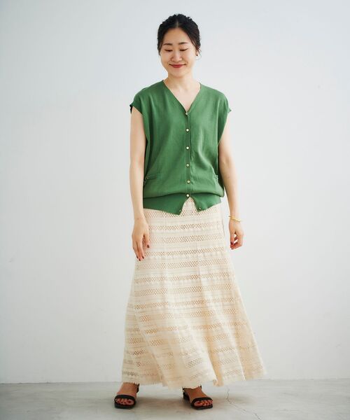 le.coeur blanc（ルクールブラン）の「フレンチスリーブニットカーディガン（カーディガン/ボレロ・レディース・ブラック/グリーン/マスタード/アイボリー/ホワイト系その他2・38）」の18枚目の写真