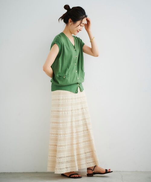 le.coeur blanc（ルクールブラン）の「フレンチスリーブニットカーディガン（カーディガン/ボレロ・レディース・ブラック/グリーン/マスタード/アイボリー/ホワイト系その他2・38）」の20枚目の写真