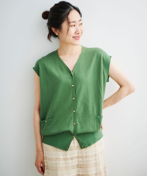 le.coeur blanc（ルクールブラン）の「フレンチスリーブニットカーディガン（カーディガン/ボレロ・レディース・ブラック/グリーン/マスタード/アイボリー/ホワイト系その他2・38）」の22枚目の写真